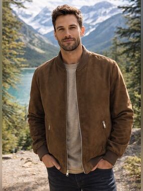 Brave Soul Men's Brown Bomber Jacket